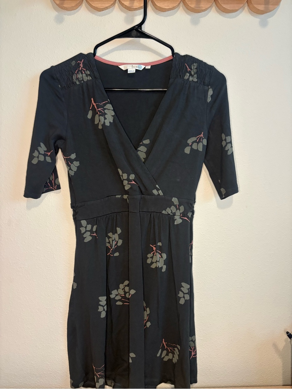 Boden Black Floral Wrap-Style Dress